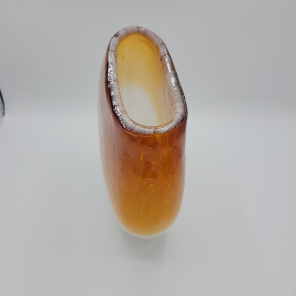 Art Glass Slanted Candy Corn Color Halloween Vase - Picture 7 of 8